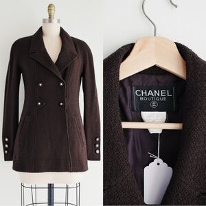 Chanel Boutique brown wool boucle jacket EU 36